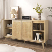 Sideboard mit Rattan - Schiebetüren und 2 Schubladen, 155 x 38 x 80 cm - YB - WF221073074O - 6 - yorbiy.com