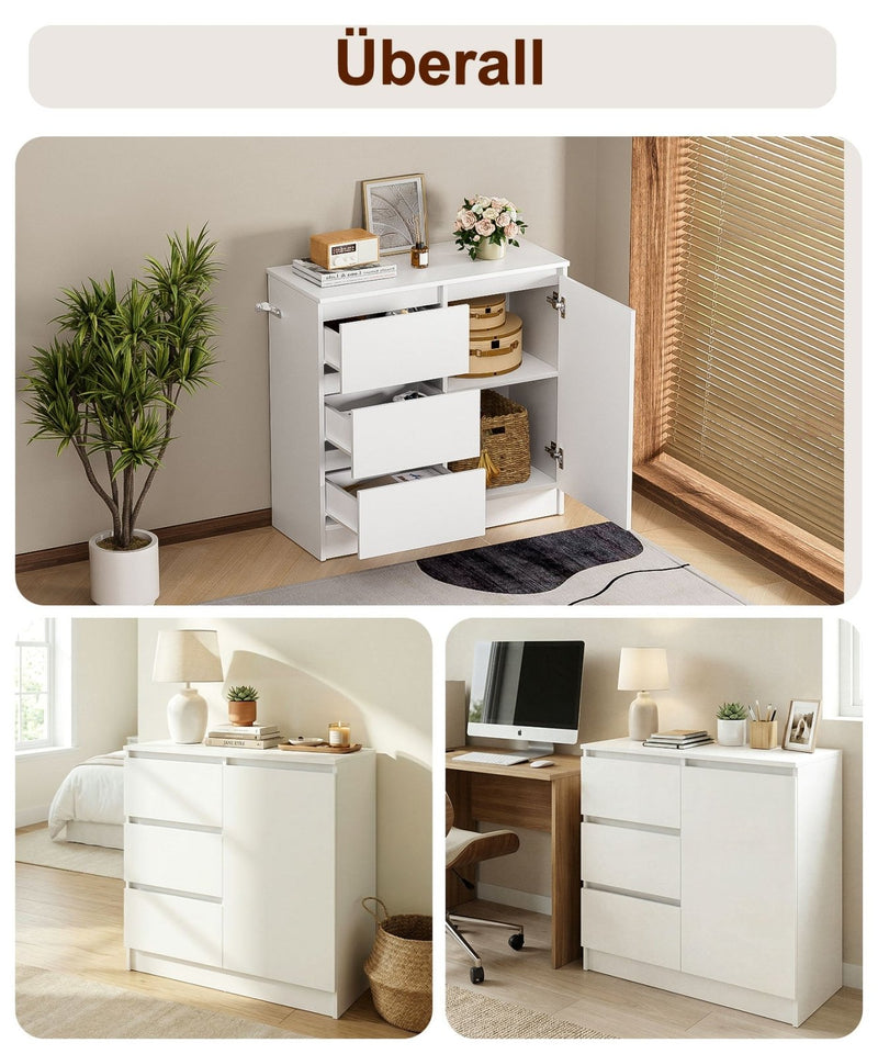 Yorbay Sideboard mit 3 Schubladen und Tür, 80,5 x 35 x 79 cm - YW011-D079 - 8 - yorbiy.com