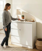 Yorbay Sideboard mit 3 Schubladen und Tür, 80,5 x 35 x 79 cm - YW011-D079 - 9 - yorbiy.com