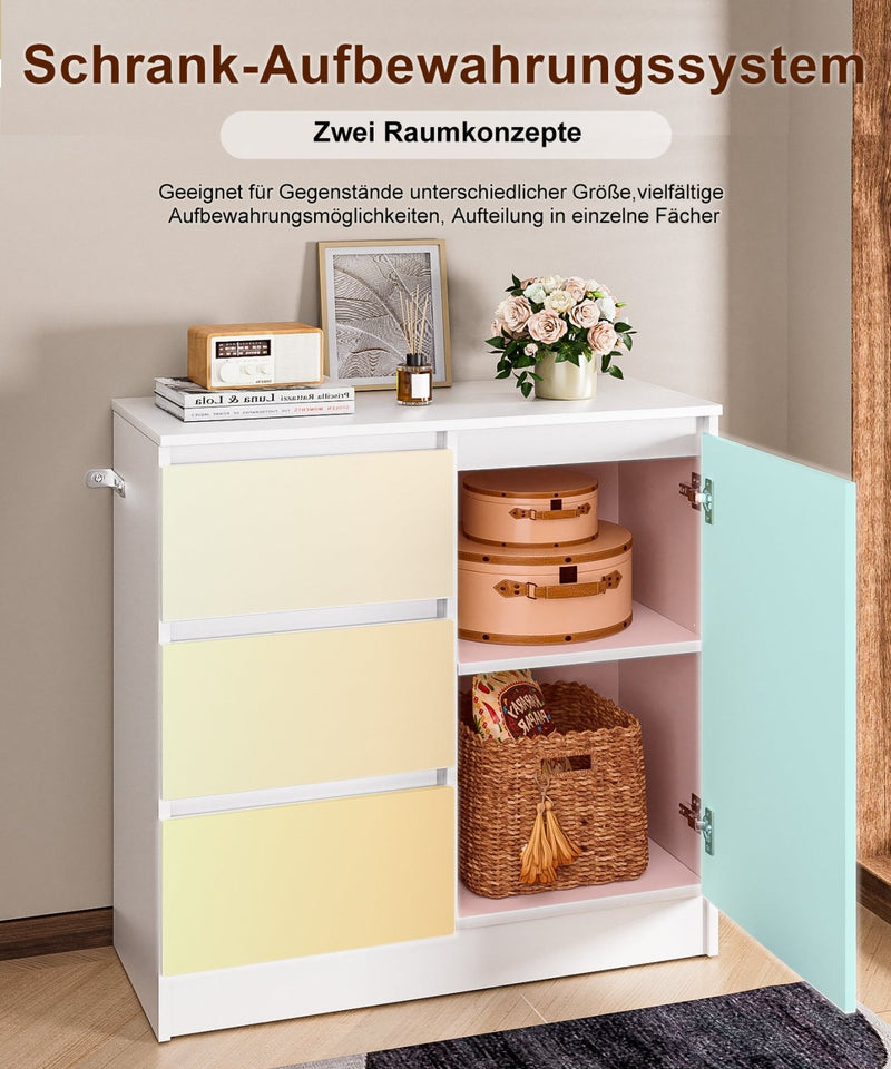 Yorbay Sideboard mit 3 Schubladen und Tür, 80,5 x 35 x 79 cm - YW011-D079 - 4 - yorbiy.com