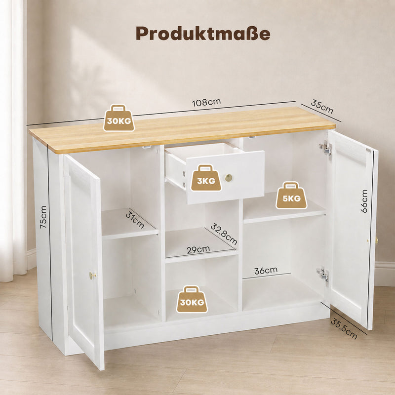 Yorbay Sideboard mit 2 Türen und 1 Schublade 108 cm - YW016-D085 - 3 - yorbiy.com