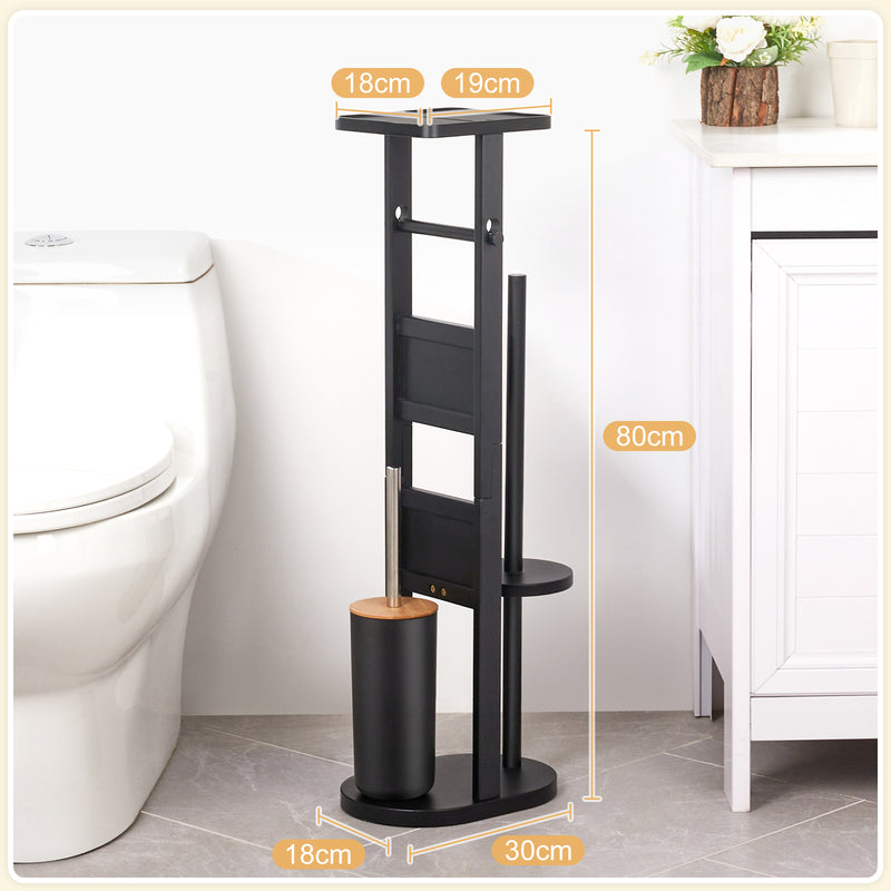 Yorbay Stand WC-Garnitur aus Bambus in schwarz 03
