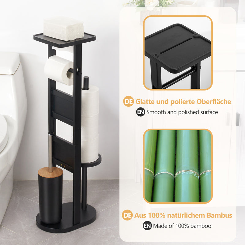 Yorbay Stand WC-Garnitur aus Bambus in schwarz 08