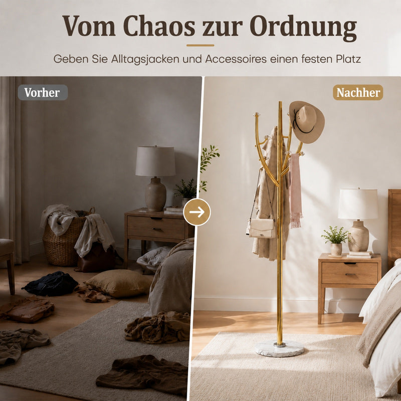 Yorbay Standgarderobe in Baumform aus Edelstahl, 178 cm, bis 50 kg - YS039-T128 - 7 - yorbiy.com