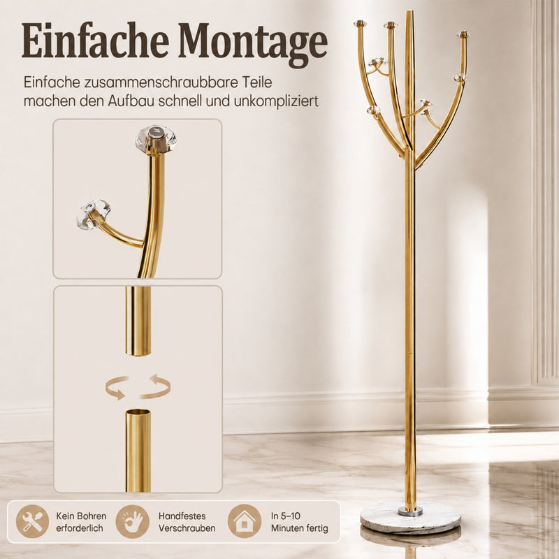 Yorbay Standgarderobe in Baumform aus Edelstahl, 178 cm, bis 50 kg - YS039-T128 - 2 - yorbiy.com