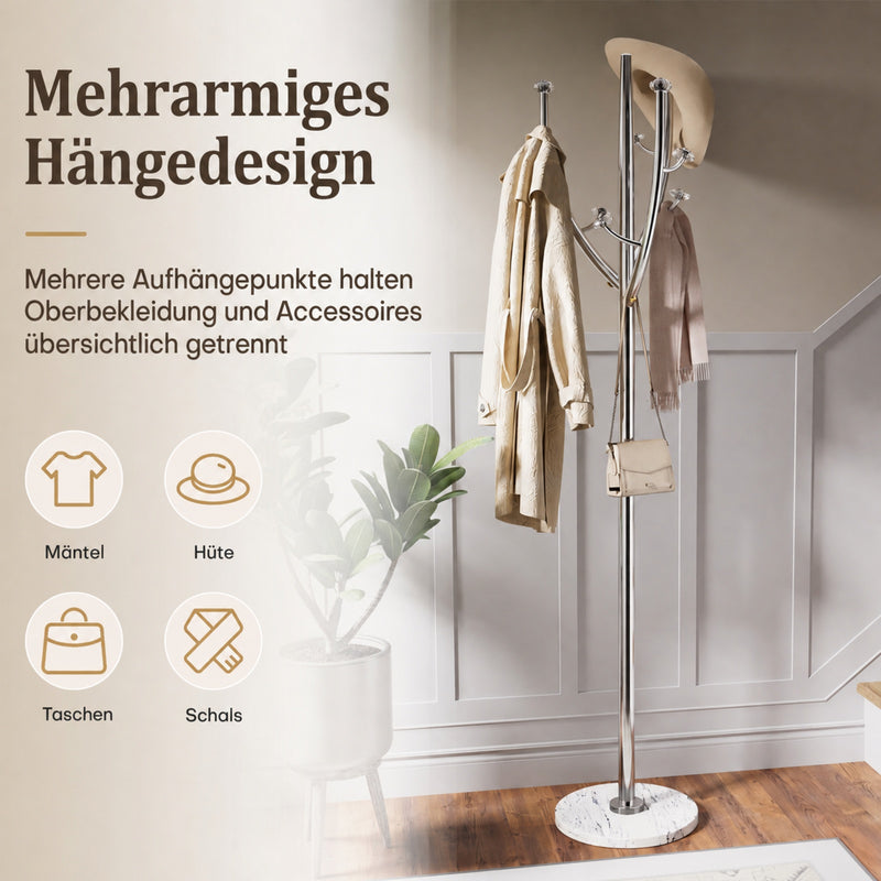 Yorbay Standgarderobe in Baumform aus Edelstahl, 178 cm, bis 50 kg - YS039-T129 - 18 - yorbiy.com