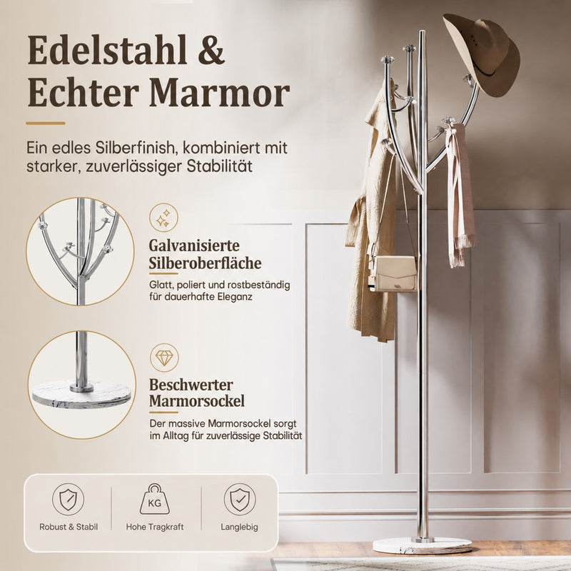 Yorbay Standgarderobe in Baumform aus Edelstahl, 178 cm, bis 50 kg - YS039-T129 - 20 - yorbiy.com