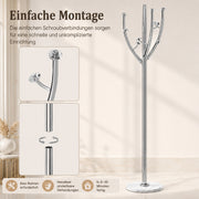 Yorbay Standgarderobe in Baumform aus Edelstahl, 178 cm, bis 50 kg - YS039-T128 - 14 - yorbiy.com