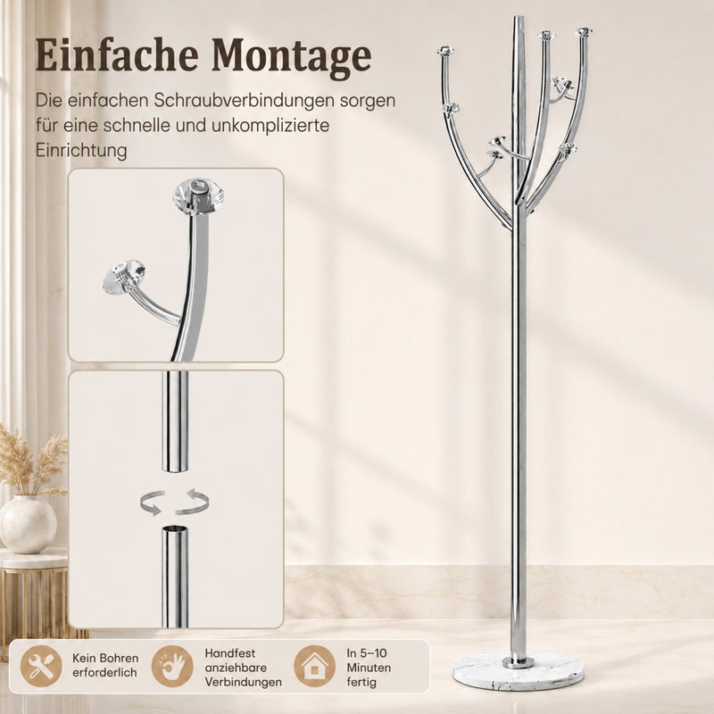 Yorbay Standgarderobe in Baumform aus Edelstahl, 178 cm, bis 50 kg - YS039-T128 - 14 - yorbiy.com