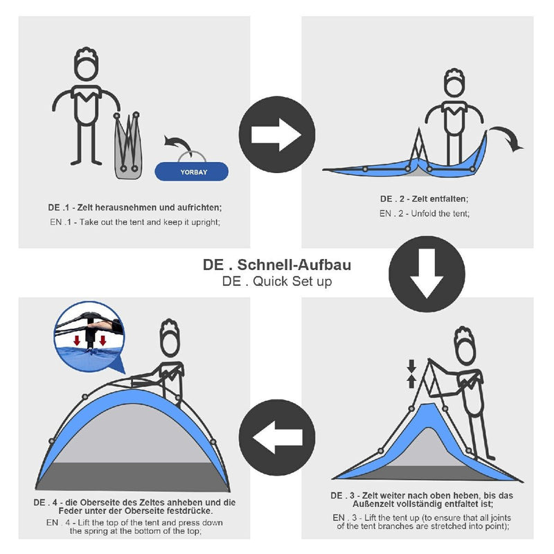 Yorbay Strandmuschel mit 50+ UV - Schutz für 2 - 3 Personen - S59A - 7 - yorbiy.com