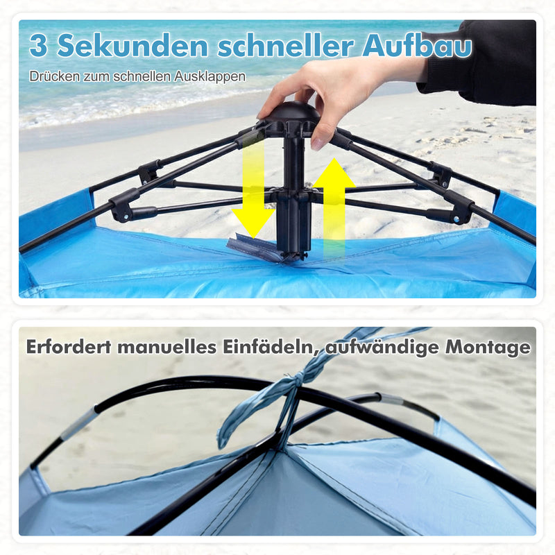 Yorbay Pop - Up Strandzelt mit Vorzelt & Zubehör, UV50+ – 220×150×125 cm - YP027-W027 - 5 - yorbiy.com