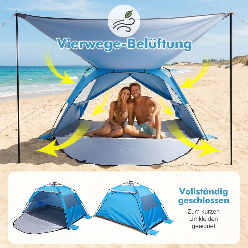 Yorbay Pop - Up Strandzelt mit Vorzelt & Zubehör, UV50+ – 220×150×125 cm - YP027-W027 - 7 - yorbiy.com