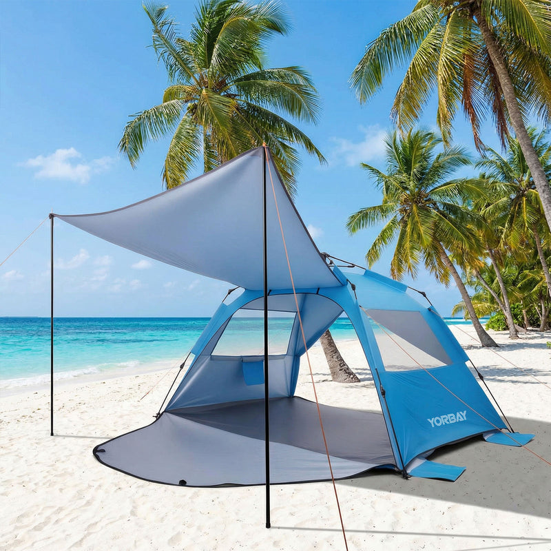 Yorbay Pop - Up Strandzelt mit Vorzelt & Zubehör, UV50+ – 220×150×125 cm - YP027-W027 - 9 - yorbiy.com