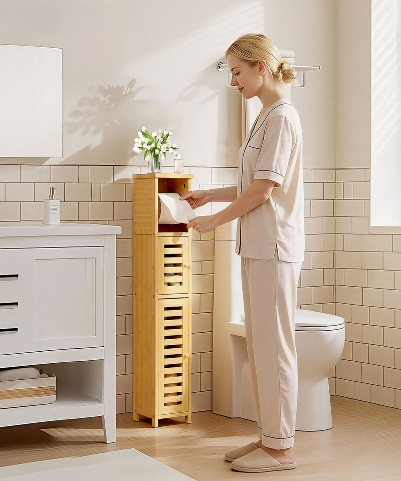 Yorbay schmaler Bambus Toilettenpapierhalter mit Stauraum - YC010-Z124 - 9 - yorbiy.com