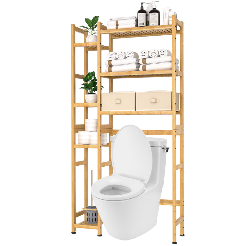 Yorbay Toilettenregal aus Bambus mit 2 Aufbewahrungsboxen und höhenverstellbaren Ablagen - YB036 - Z074 - 1 - yorbiy.com