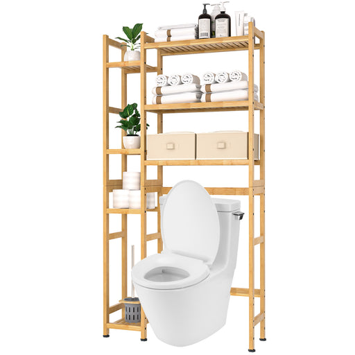 Yorbay Toilettenregal aus Bambus mit 2 Aufbewahrungsboxen und höhenverstellbaren Ablagen - YB036 - Z074 - 1 - yorbiy.com