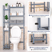 Yorbay Toilettenregal aus Bambus mit 2 Aufbewahrungsboxen und höhenverstellbaren Ablagen 15 - yorbiy.com