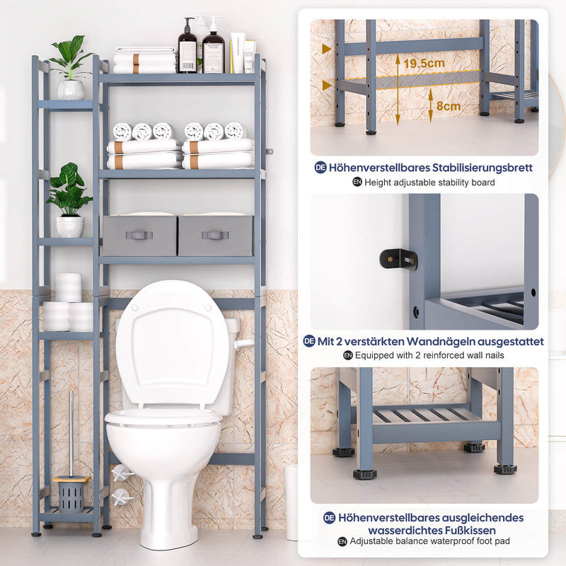 Yorbay Toilettenregal aus Bambus mit 2 Aufbewahrungsboxen und höhenverstellbaren Ablagen 15 - yorbiy.com