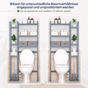 Yorbay Toilettenregal aus Bambus mit 2 Aufbewahrungsboxen und höhenverstellbaren Ablagen 12 - yorbiy.com