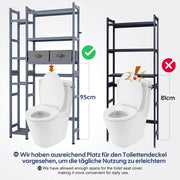 Yorbay Toilettenregal aus Bambus mit 2 Aufbewahrungsboxen und höhenverstellbaren Ablagen 9 - yorbiy.com