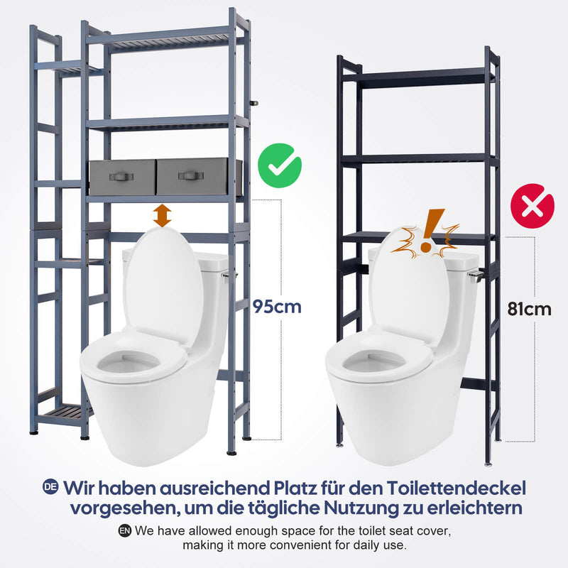Yorbay Toilettenregal aus Bambus mit 2 Aufbewahrungsboxen und höhenverstellbaren Ablagen 9 - yorbiy.com