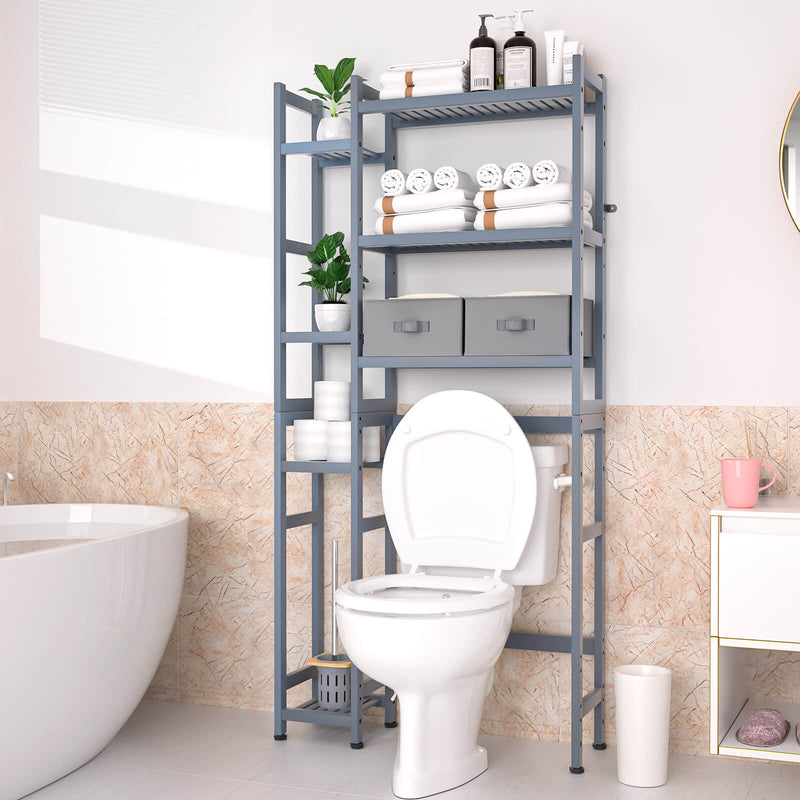 Yorbay Toilettenregal aus Bambus mit 2 Aufbewahrungsboxen und höhenverstellbaren Ablagen 16 - yorbiy.com