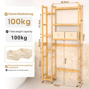 Yorbay Toilettenregal aus Bambus mit 2 Aufbewahrungsboxen und höhenverstellbaren Ablagen 6 - yorbiy.com