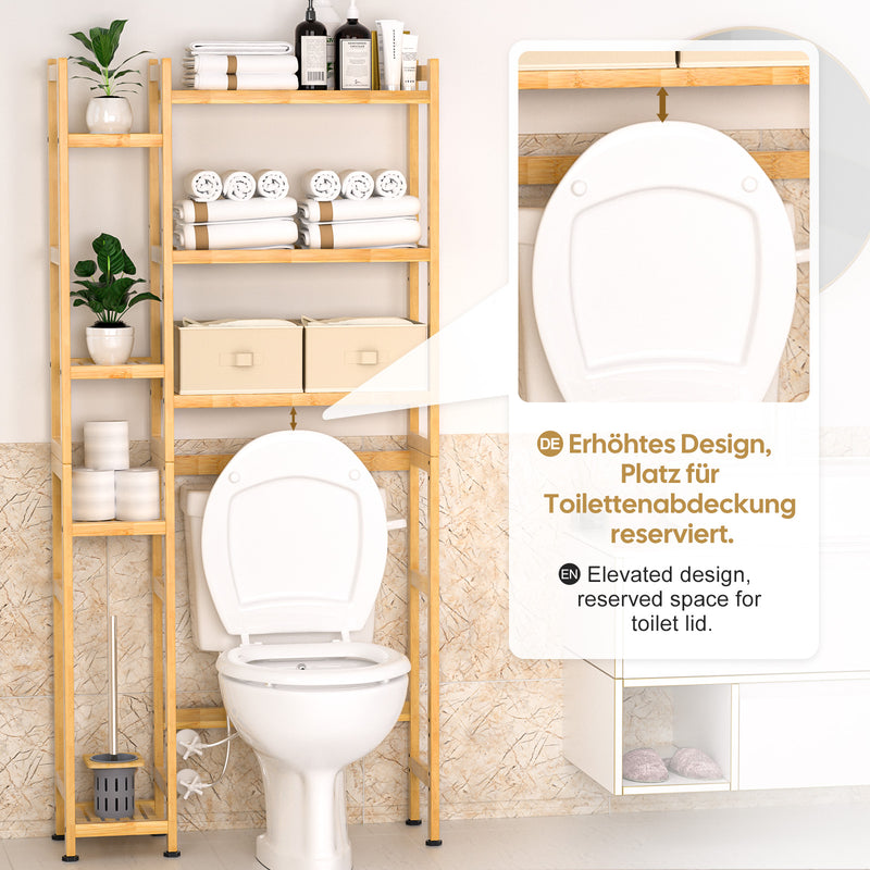 Yorbay Toilettenregal aus Bambus mit 2 Aufbewahrungsboxen und höhenverstellbaren Ablagen 3 - yorbiy.com