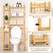Yorbay Toilettenregal aus Bambus mit 2 Aufbewahrungsboxen und höhenverstellbaren Ablagen 2 - yorbiy.com