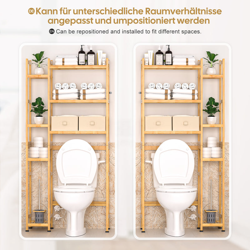 Yorbay Toilettenregal aus Bambus mit 2 Aufbewahrungsboxen und höhenverstellbaren Ablagen 5 - yorbiy.com