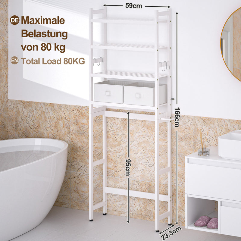 Yorbay Toilettenregal aus Bambus mit 2 Körben und 5 Haken - YB006-Z009 - 13 - yorbiy.com