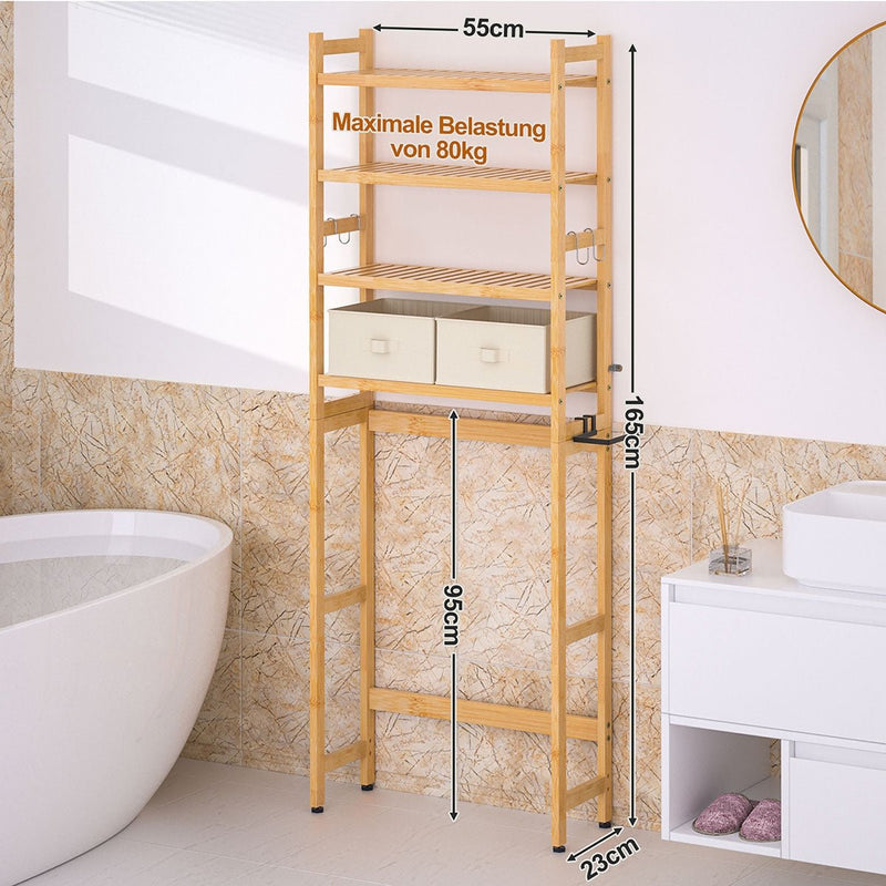 Yorbay Toilettenregal aus Bambus mit 2 Körben und 5 Haken - YB006 - Z008 - 4 - yorbiy.com