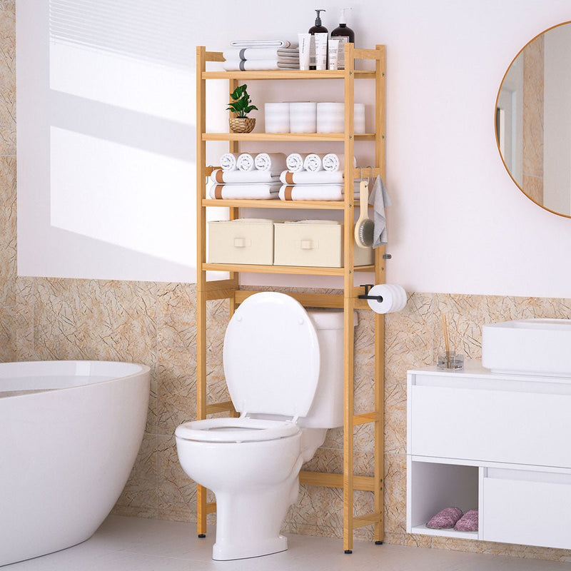 Yorbay Toilettenregal aus Bambus mit 2 Körben und 5 Haken - YB006 - Z008 - 2 - yorbiy.com