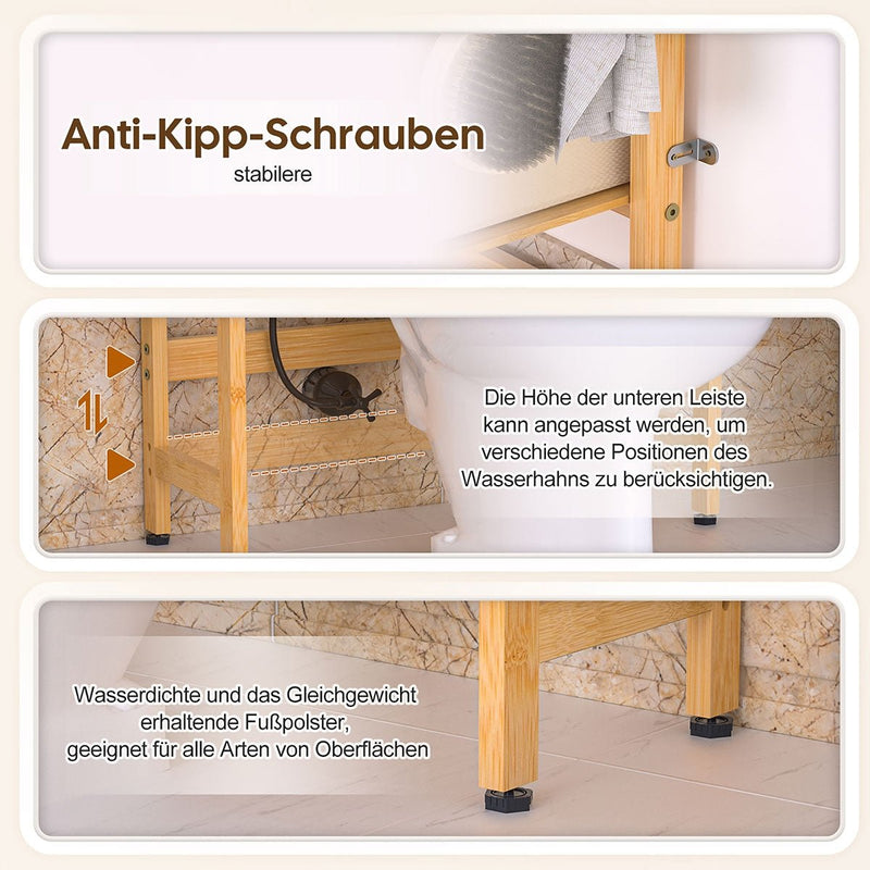 Yorbay Toilettenregal aus Bambus mit 2 Körben und 5 Haken - YB006 - Z008 - 6 - yorbiy.com