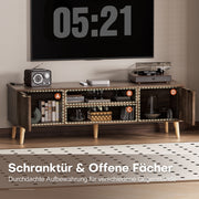 Yorbay TV - Bank mit Türen & offenen Fächern, 147 cm, Dunkelwalnuss - YB096 - D052 - 10 - yorbiy.com
