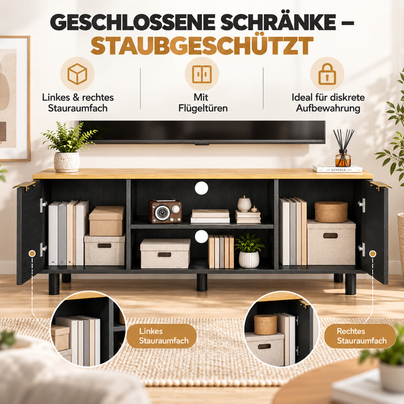 Yorbay TV Lowboard 120 cm mit offenen Fächern und Türen - YW031-D104 - 5 - yorbiy.com