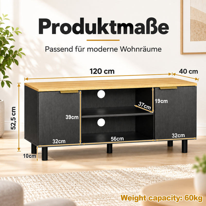 Yorbay TV Lowboard 120 cm mit offenen Fächern und Türen - YW031-D104 - 3 - yorbiy.com