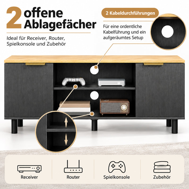 Yorbay TV Lowboard 120 cm mit offenen Fächern und Türen - YW031-D104 - 4 - yorbiy.com