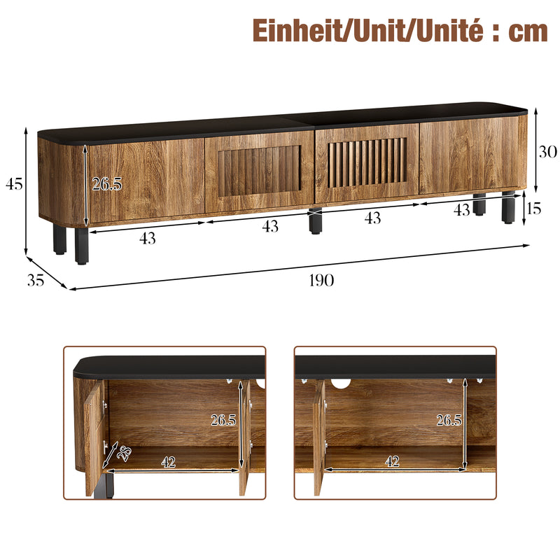 Yorbay TV Lowboard 190 cm mit 4 Türen, Stauraum - YW026-D096 - 9 - yorbiy.com