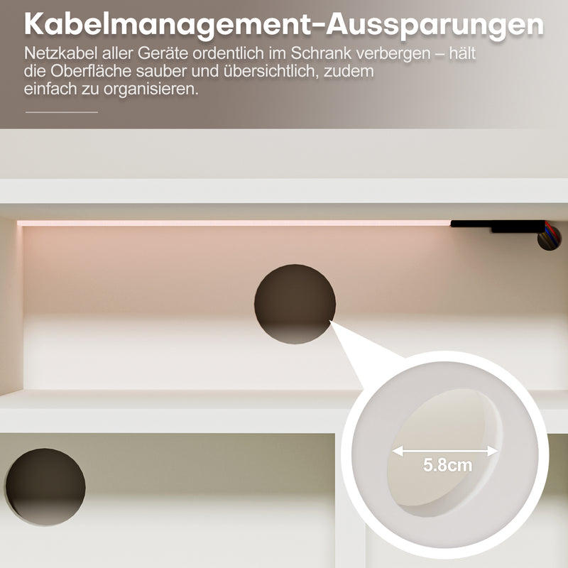 Yorbay TV-Lowboard 147 cm weiß mit LED-Beleuchtung - YW020-D089 - 7 - yorbiy.com