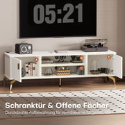 Yorbay TV - Bank mit Türen & offenen Fächern, weiß, 147 cm - YB096-D060 - 10 - yorbiy.com