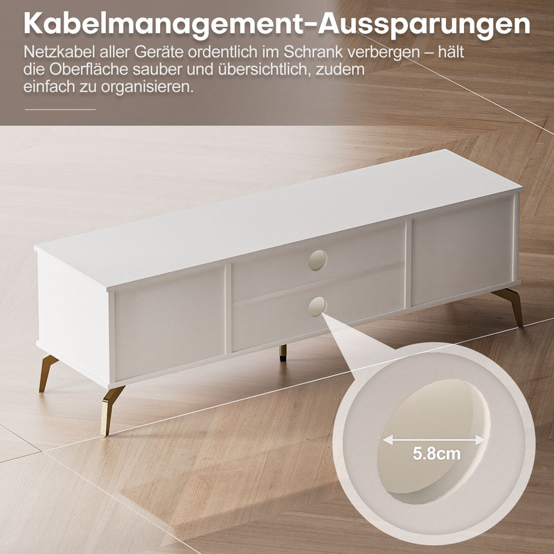 Yorbay TV - Bank mit Türen & offenen Fächern, weiß, 147 cm - YB096-D060 - 6 - yorbiy.com