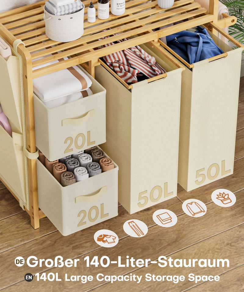 Yorbay Wäschekorb Regal 140L mit 4 Fächern - YB136-Z122 - 5 - yorbiy.com