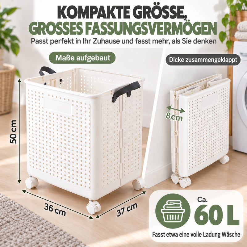 Yorbay Faltbarer Wäschekorb mit Rollen und Griffen - YP031-W031 - 3 - yorbiy.com