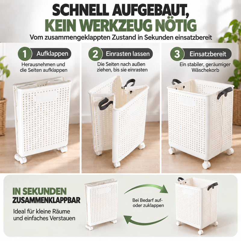 Yorbay Faltbarer Wäschekorb mit Rollen und Griffen - YP031-W031 - 5 - yorbiy.com