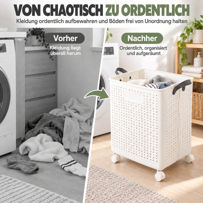 Yorbay Faltbarer Wäschekorb mit Rollen und Griffen - YP031-W031 - 7 - yorbiy.com