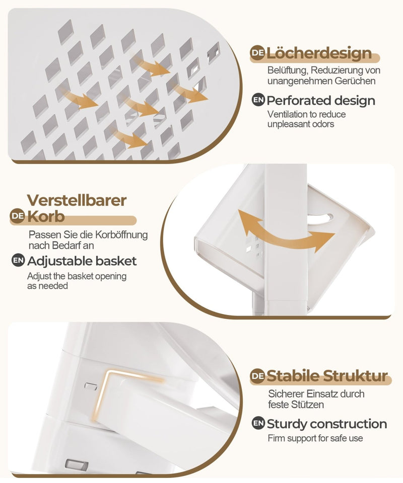 Yorbay Wäschesammler mit 4 Fächern aus Kunststoff auf Rollen - YP032-W032 - 19 - yorbiy.com