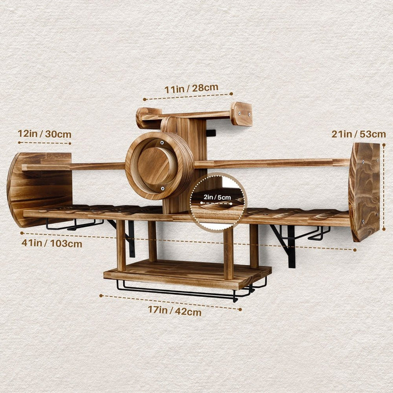 Yorbay Holz - Weinregal in Flugzeug - Design für die Wandmontage - D04 - 5 - yorbiy.com