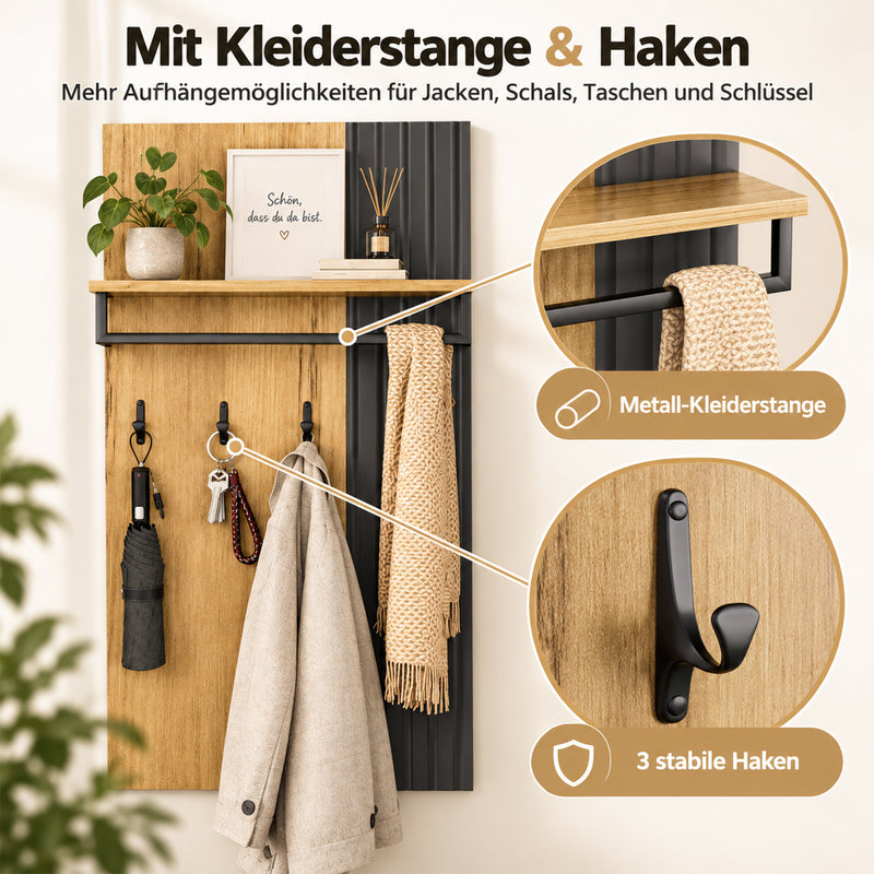 Yorbay Wandgarderobe mit Ablage und Kleiderstange - YW027-D098 - 7 - yorbiy.com