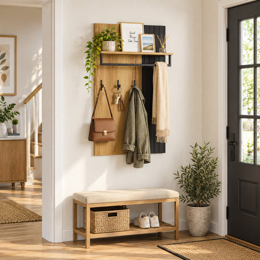 Yorbay Wandgarderobe mit Ablage und Kleiderstange - YW027-D098 - 2 - yorbiy.com